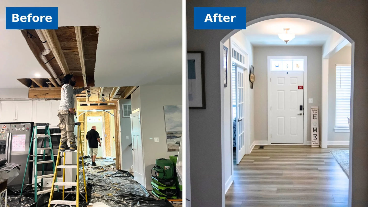Water Damage Before and After